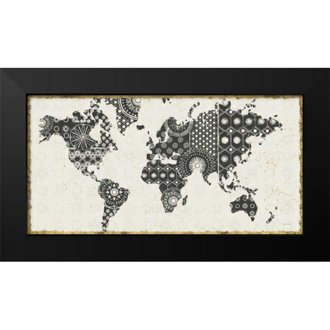 Kami Map Black Modern Wood Framed Art Print by Lovell, Kathrine