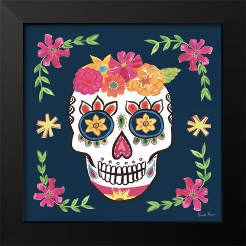 Day of the Dead II Black Modern Wood Framed Art Print by Zaman, Farida