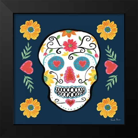 Day of the Dead IV Black Modern Wood Framed Art Print by Zaman, Farida
