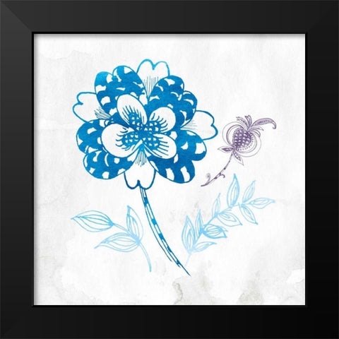 Eastern Boho III Peacock Blue Black Modern Wood Framed Art Print by Wild Apple Portfolio