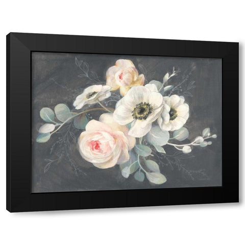 Roses and Anemones Black Modern Wood Framed Art Print with Double Matting by Nai, Danhui