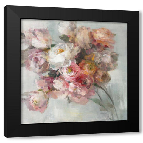 Blush Bouquet Black Modern Wood Framed Art Print with Double Matting by Nai, Danhui