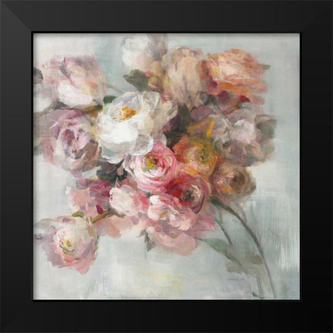 Blush Bouquet Black Modern Wood Framed Art Print by Nai, Danhui