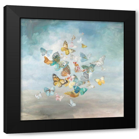 Beautiful Butterflies Black Modern Wood Framed Art Print with Double Matting by Nai, Danhui