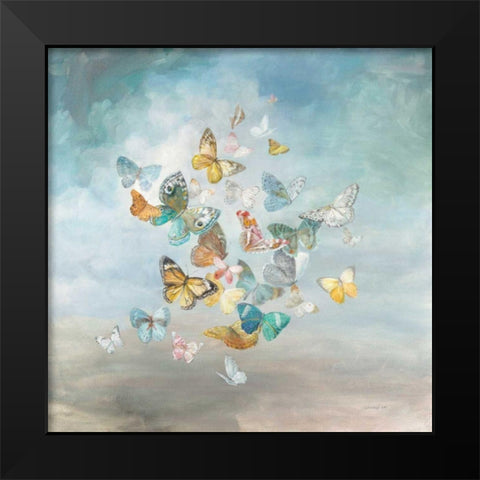 Beautiful Butterflies Black Modern Wood Framed Art Print by Nai, Danhui