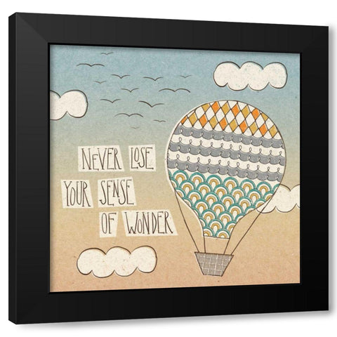 Up Up and Away Wonder Teal Black Modern Wood Framed Art Print by Marshall, Laura
