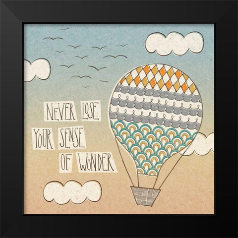 Up Up and Away Wonder Teal Black Modern Wood Framed Art Print by Marshall, Laura