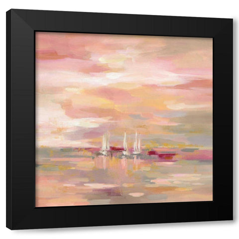 Crimson Waves Black Modern Wood Framed Art Print with Double Matting by Vassileva, Silvia
