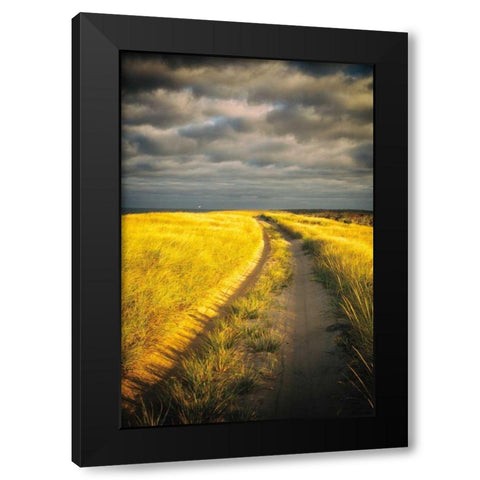 Down the Road Black Modern Wood Framed Art Print with Double Matting by Aledanda