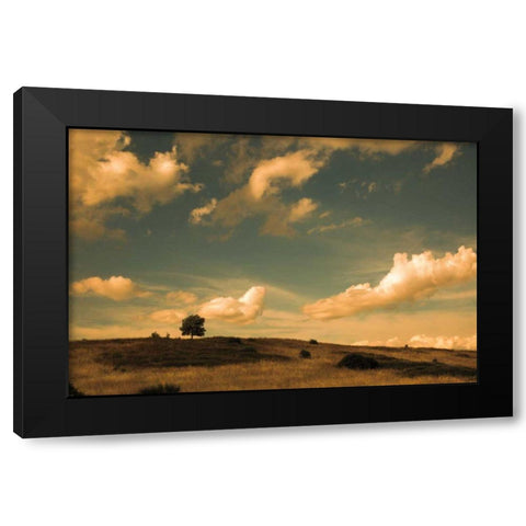 What Beautiful Clouds Black Modern Wood Framed Art Print by Aledanda