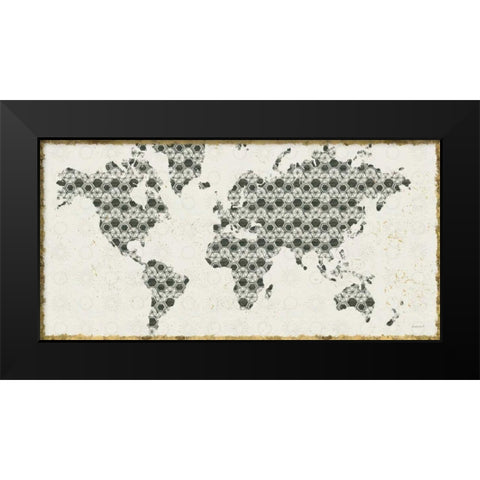 Kami Map v2 Black Modern Wood Framed Art Print by Lovell, Kathrine