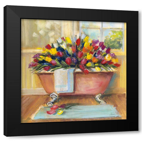 Bathtub Bouquet II Black Modern Wood Framed Art Print with Double Matting by Rowan, Carol