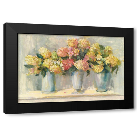 Ivory and Blush Hydrangea Bouquets Black Modern Wood Framed Art Print by Rowan, Carol