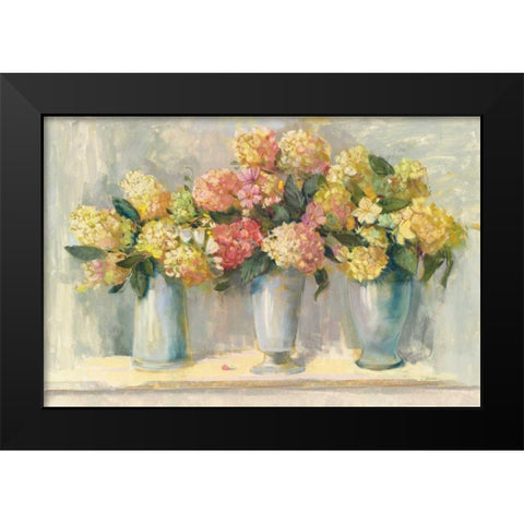 Ivory and Blush Hydrangea Bouquets Black Modern Wood Framed Art Print by Rowan, Carol