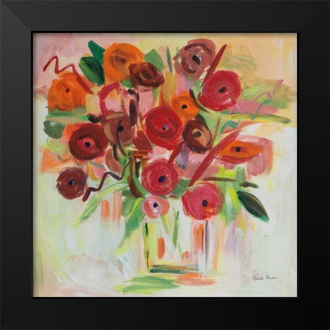 Poppy Burst Black Modern Wood Framed Art Print by Zaman, Farida