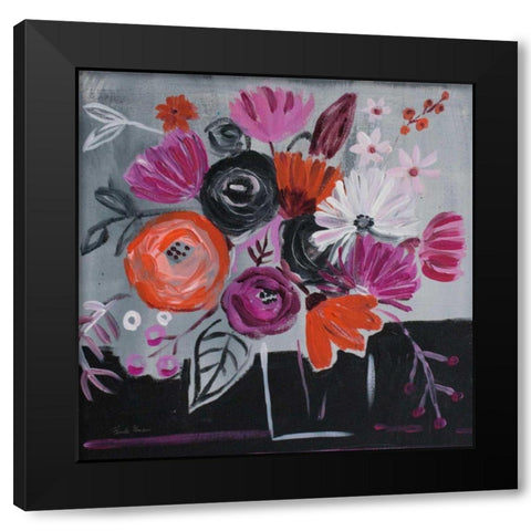 Nighttime Bloom Black Modern Wood Framed Art Print with Double Matting by Zaman, Farida