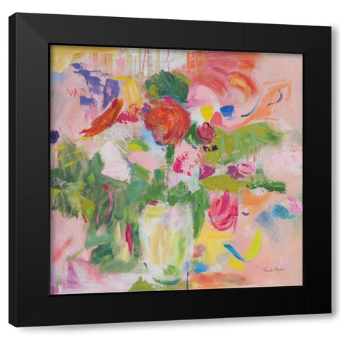 Pink Impressionism Black Modern Wood Framed Art Print by Zaman, Farida