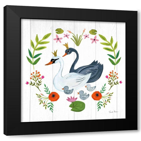 Swan Love IV Black Modern Wood Framed Art Print by Zaman, Farida