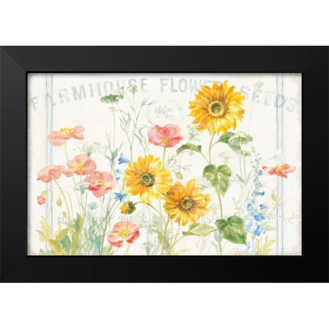 Floursack Florals I Black Modern Wood Framed Art Print by Nai, Danhui