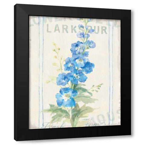 Floursack Florals VII Black Modern Wood Framed Art Print with Double Matting by Nai, Danhui