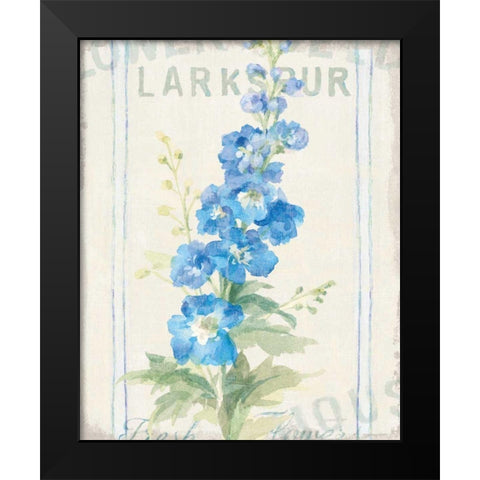 Floursack Florals VII Black Modern Wood Framed Art Print by Nai, Danhui