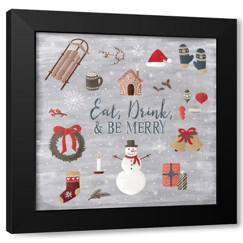 Christmas Cheer II Black Modern Wood Framed Art Print with Double Matting by Marshall, Laura