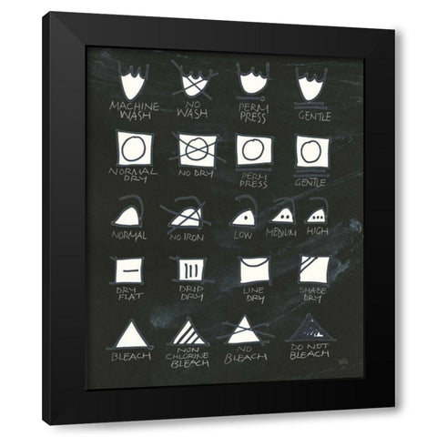 Laundry Room Icons Black Modern Wood Framed Art Print by Paschke, Chris