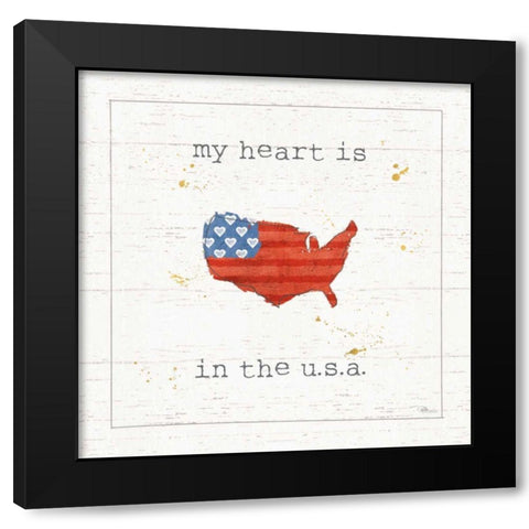 USA Cuties II Shiplap Black Modern Wood Framed Art Print with Double Matting by Pela Studio