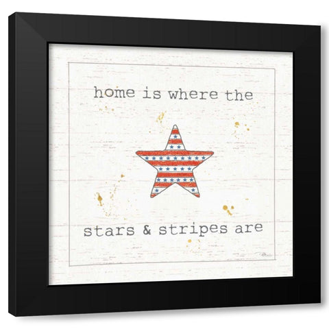 USA Cuties IV Shiplap Black Modern Wood Framed Art Print with Double Matting by Pela Studio