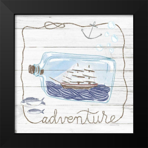 Ship in a Bottle Adventure Shiplap Black Modern Wood Framed Art Print by Miller, Sara Zieve
