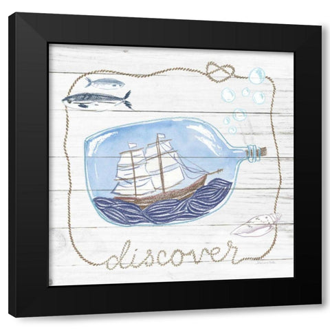 Ship in a Bottle Discover Shiplap Black Modern Wood Framed Art Print with Double Matting by Miller, Sara Zieve
