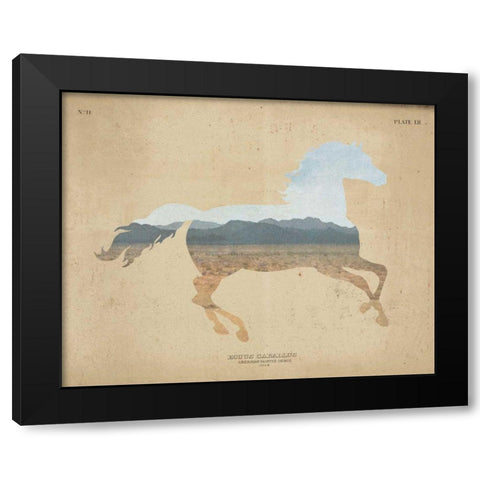 American Southwest Horse Distressed Black Modern Wood Framed Art Print with Double Matting by Wild Apple Portfolio