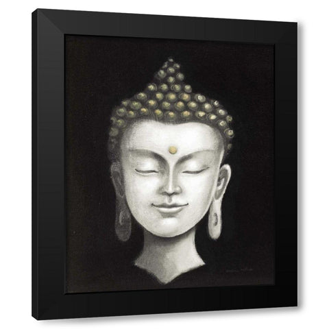 Serene Buddha I White Gold Black Modern Wood Framed Art Print by McBride, Naomi