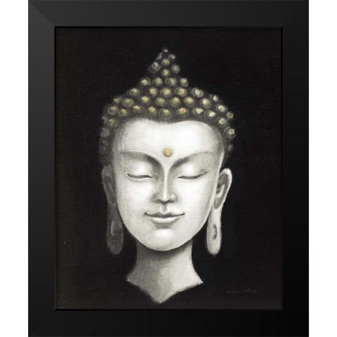 Serene Buddha I White Gold Black Modern Wood Framed Art Print by McBride, Naomi