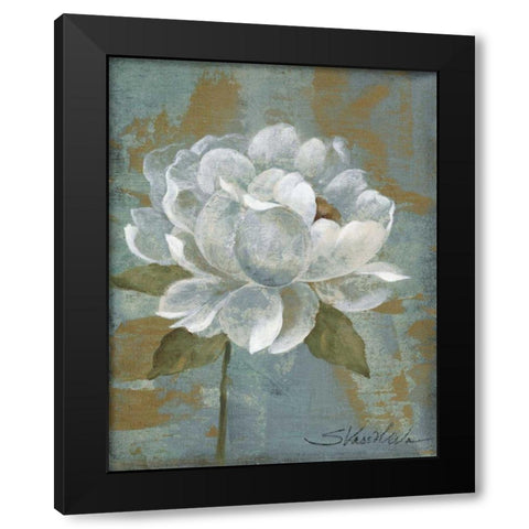 Peony TIle I - Wag Black Modern Wood Framed Art Print with Double Matting by Vassileva, Silvia