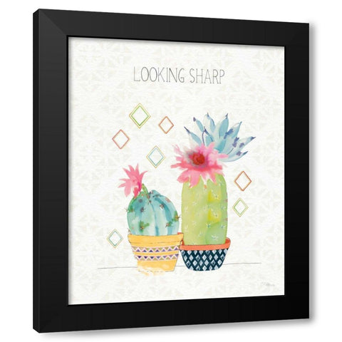 Sweet Succulents III Black Modern Wood Framed Art Print with Double Matting by Pela Studio