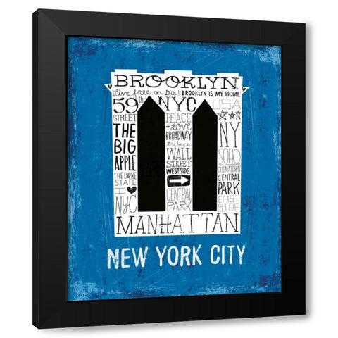 Iconic NYC V Black Modern Wood Framed Art Print by Mullan, Michael