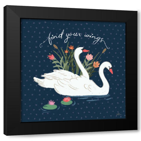 Swan Lake II Black Modern Wood Framed Art Print by Penner, Janelle