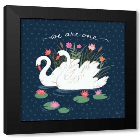 Swan Lake III Black Modern Wood Framed Art Print with Double Matting by Penner, Janelle