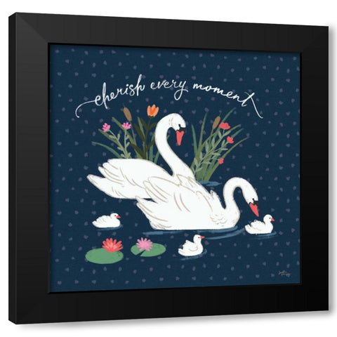 Swan Lake IV Black Modern Wood Framed Art Print with Double Matting by Penner, Janelle