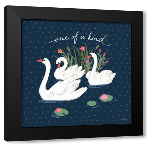 Swan Lake V Black Modern Wood Framed Art Print with Double Matting by Penner, Janelle