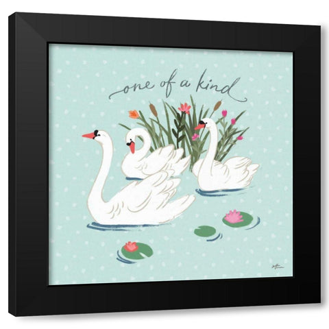 Swan Lake V Mint Black Modern Wood Framed Art Print by Penner, Janelle