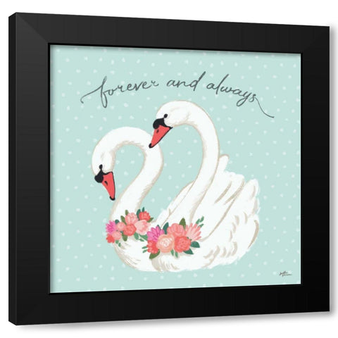 Swan Lake VI Mint Black Modern Wood Framed Art Print by Penner, Janelle