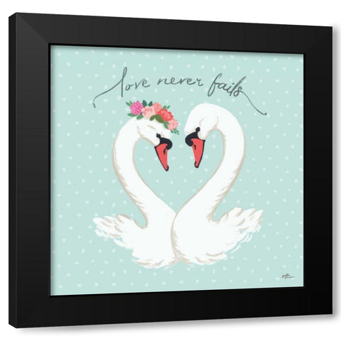 Swan Lake VII Mint Black Modern Wood Framed Art Print with Double Matting by Penner, Janelle