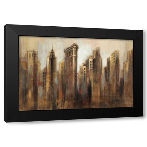 Flatiron Skyline Black Modern Wood Framed Art Print with Double Matting by Vassileva, Silvia