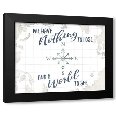 Watercolor Wanderlust Adventure IV A World to See Black Modern Wood Framed Art Print with Double Matting by Marshall, Laura