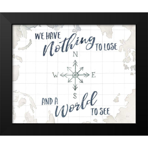 Watercolor Wanderlust Adventure IV A World to See Black Modern Wood Framed Art Print by Marshall, Laura