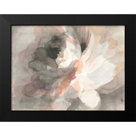 Abstract Peony Black Modern Wood Framed Art Print by Nai, Danhui