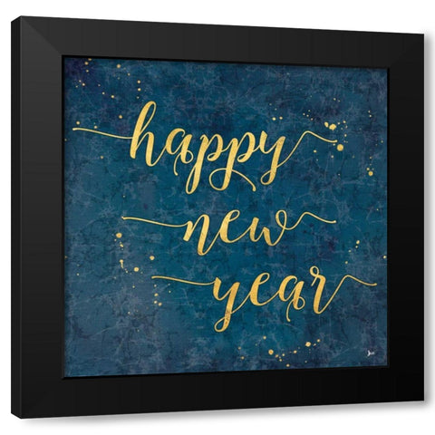 Coastal Lace Happy New Year Black Modern Wood Framed Art Print by Aiken, Jess
