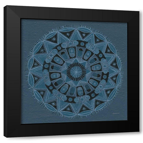 Adire I Black Modern Wood Framed Art Print with Double Matting by Lovell, Kathrine